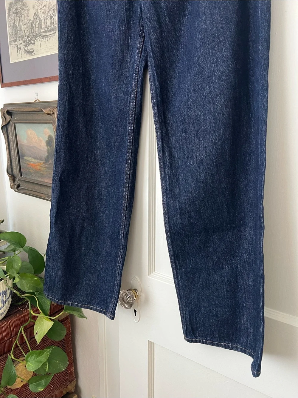 Abercrombie & Fitch High-Rise Straight-Leg Jeans in Dark Blue